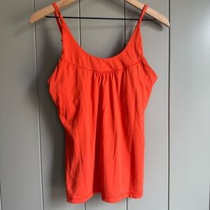 Lolë Vtg Tank / Racer Top Womens Medium Orange Built In Bra